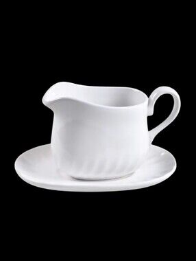 Enhancements by Corning Corelle White Gravy Boat with Underplate Classic Ceramic